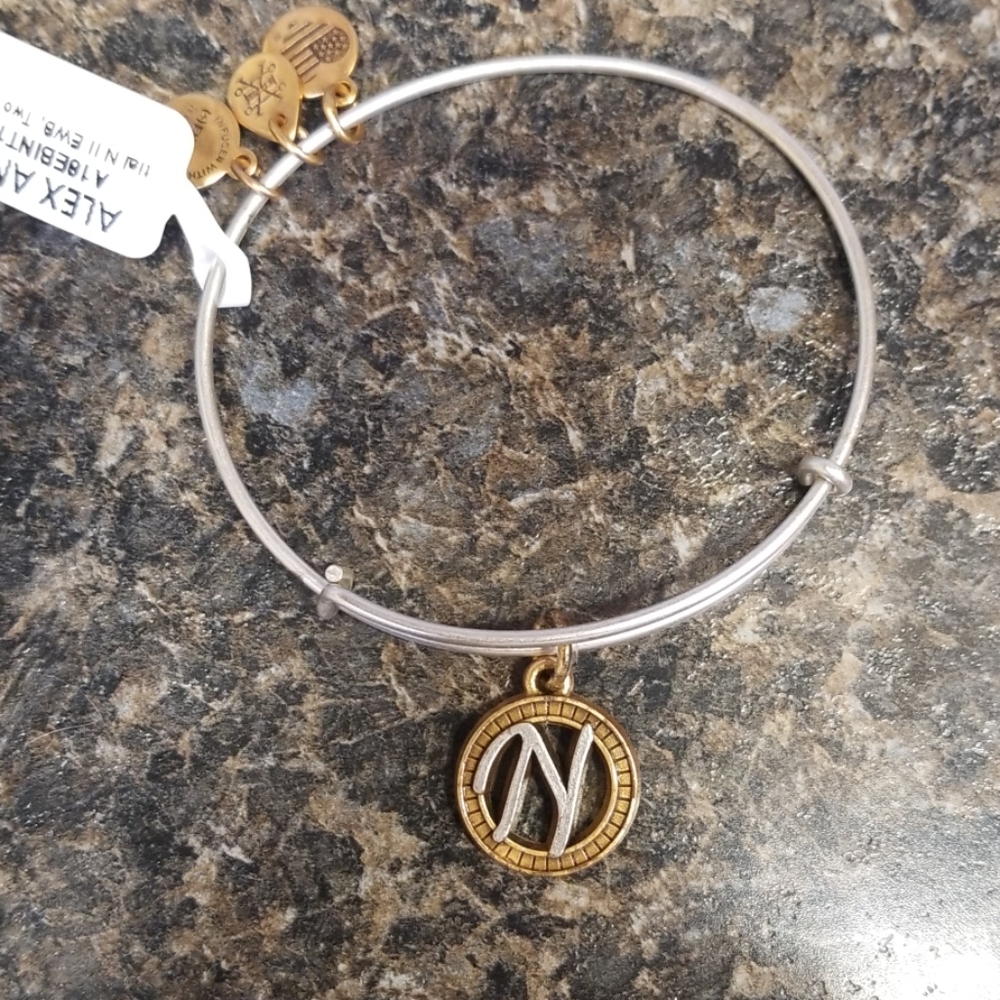 Alex and Ani "N" Inital Bracelet. Two tone.